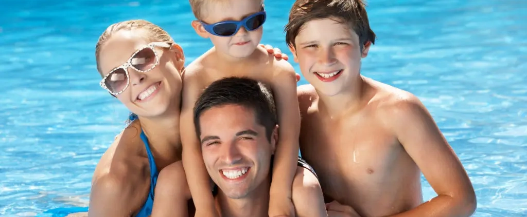 Happy Family in the Pool