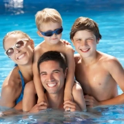 Happy Family in the Pool