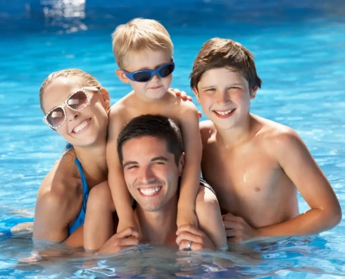 Happy Family in the Pool