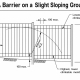 Diagram showing how sloping ground can affect the effective height and compliance of a Queensland swimming pool barrier.